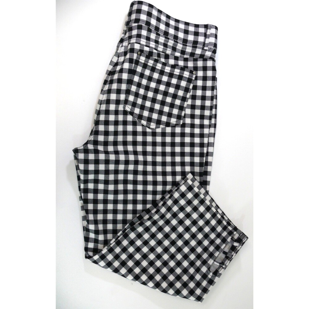 Verve Blues cropped Pants Black white gingham Ankle capris 5 Pockets size 14